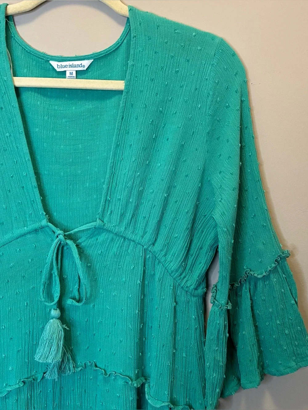 Teal Women's Swim Cover-Up with Tassel Tie